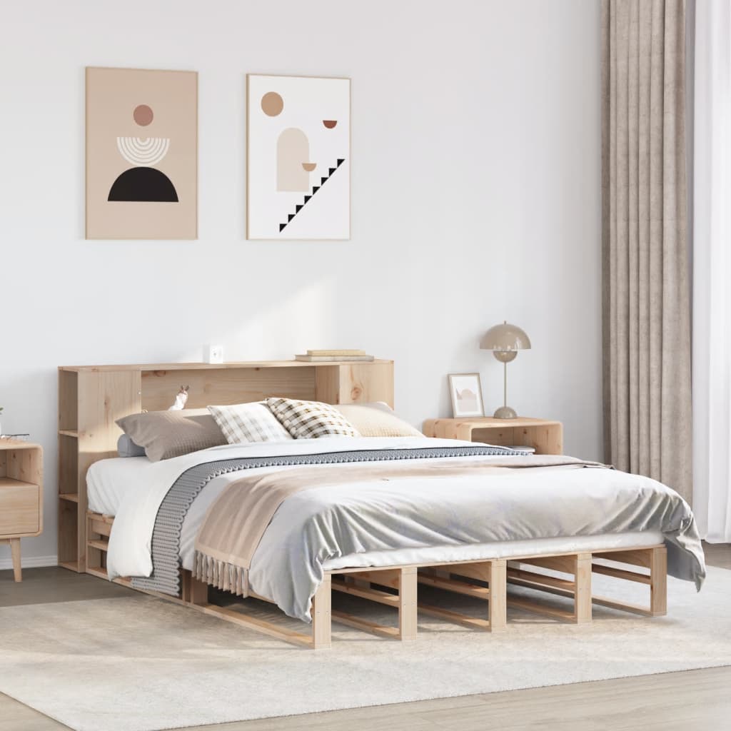 Bookcase Bed Without Mattress King Size Solid Wood