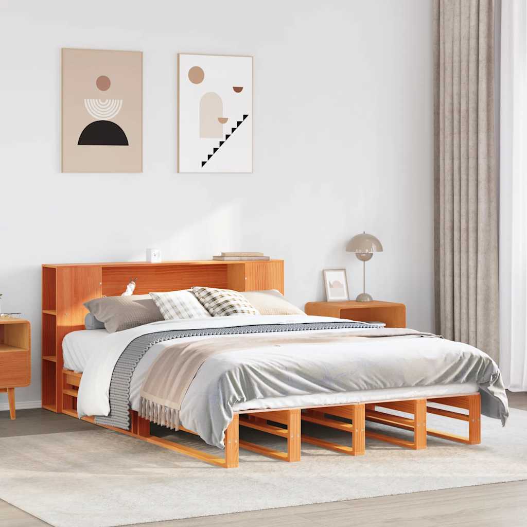 Bookcase Bed Without Mattress King Size Solid Wood