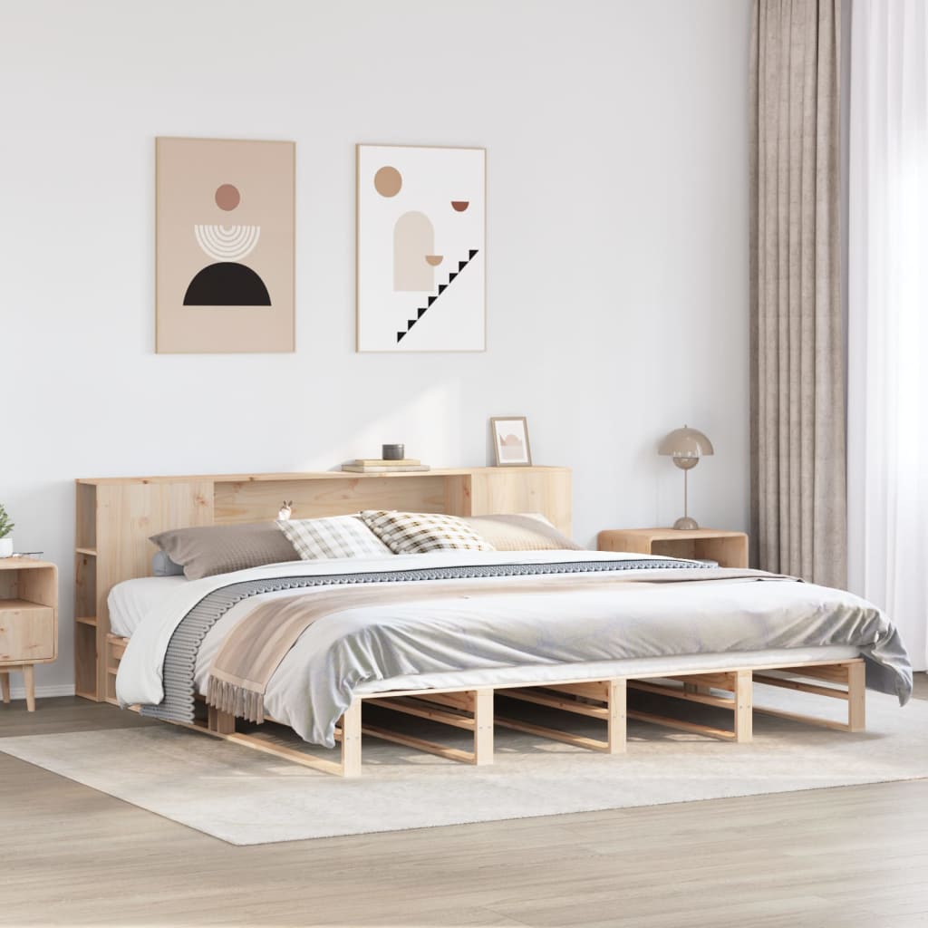 Bookcase Bed Without Mattress King Size Solid Wood