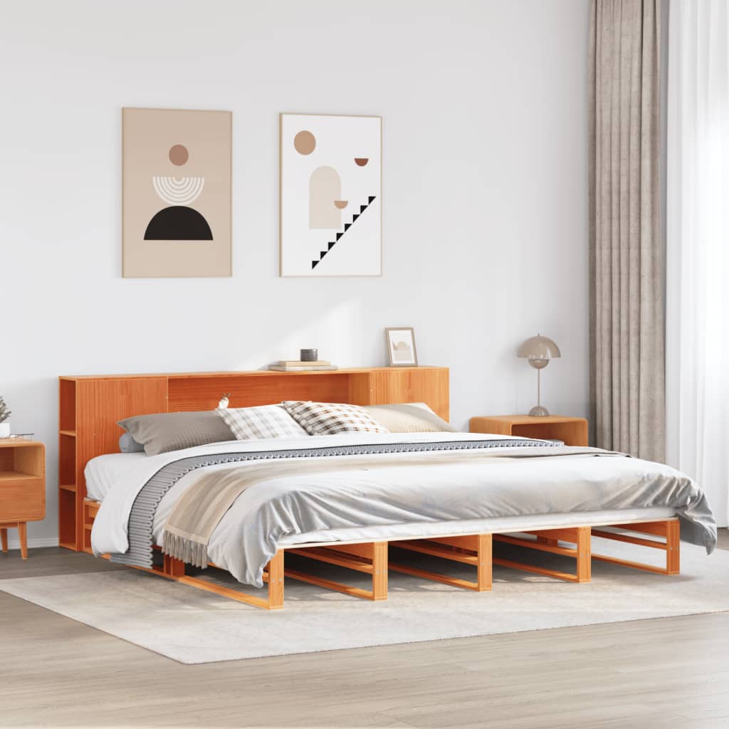 Bookcase Bed Without Mattress King Size Solid Wood