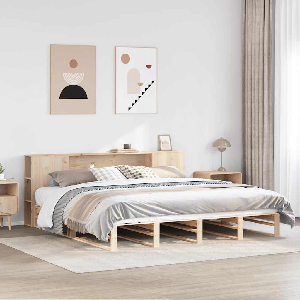Bookcase Bed Without Mattress King Size Solid Wood