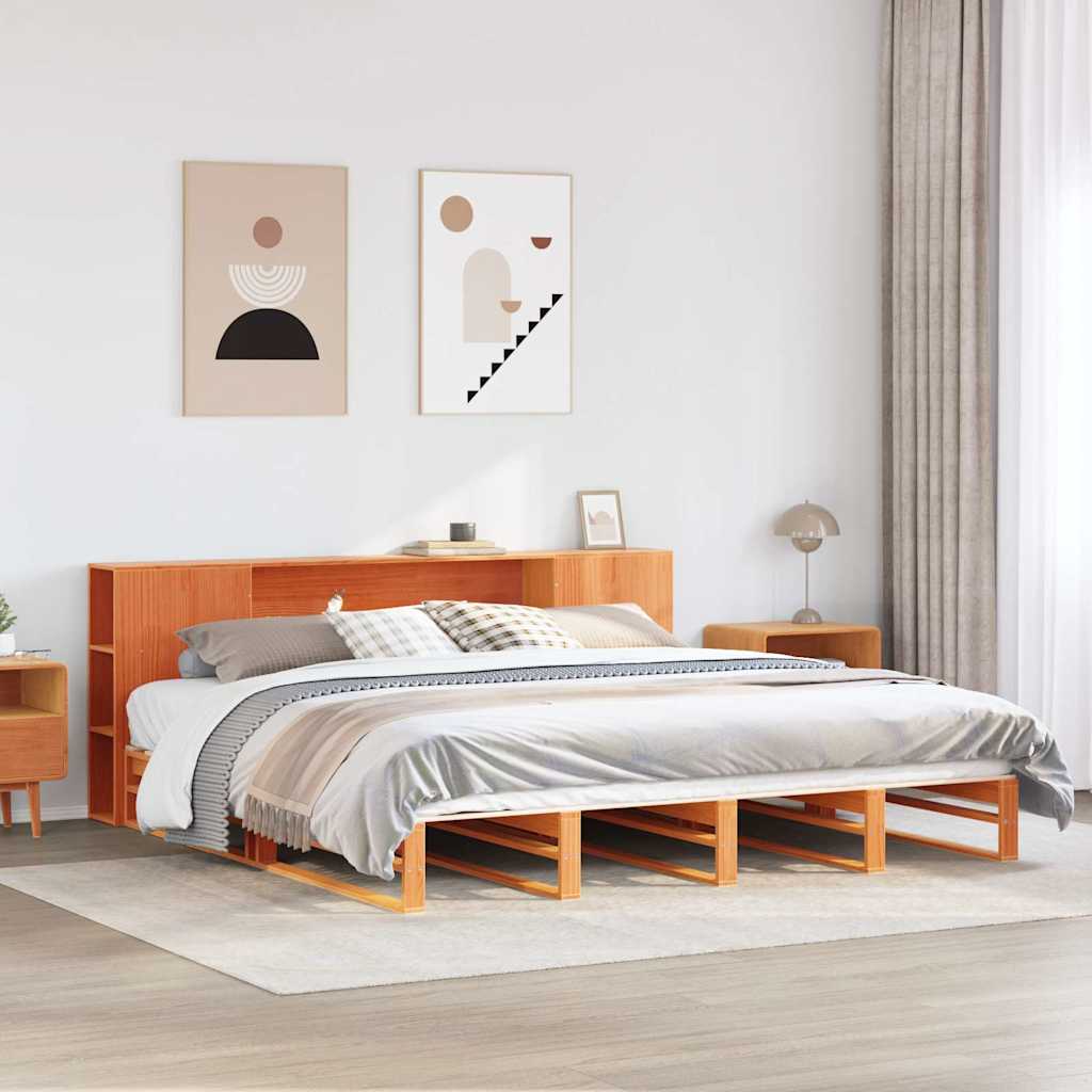 Bookcase Bed Without Mattress King Size Solid Wood