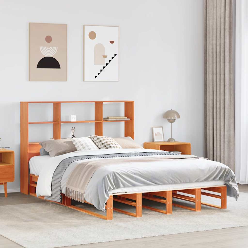 Bookcase Bed Without Mattress Solid Wood