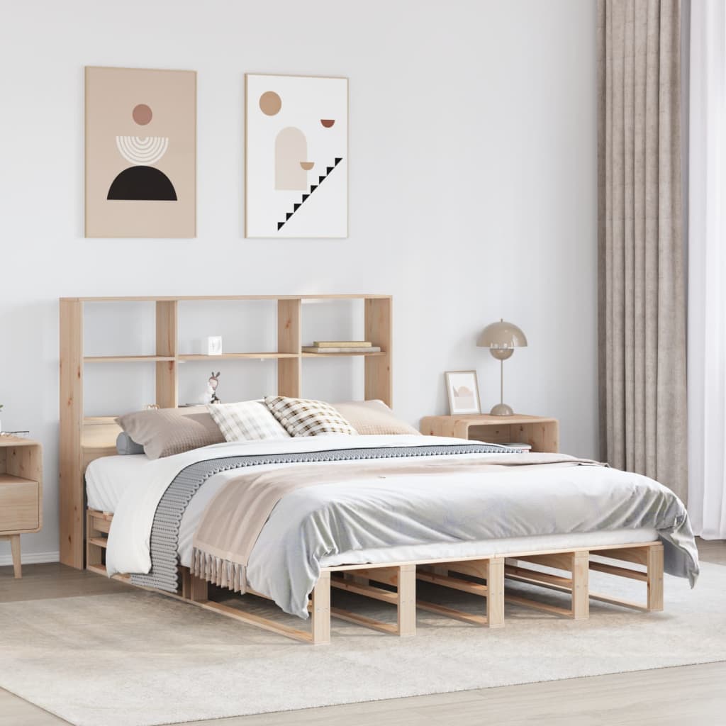 Bookcase Bed Without Mattress Solid Wood