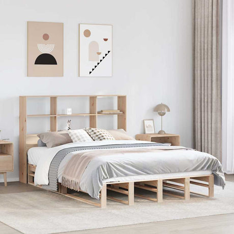 Bookcase Bed Without Mattress Solid Wood