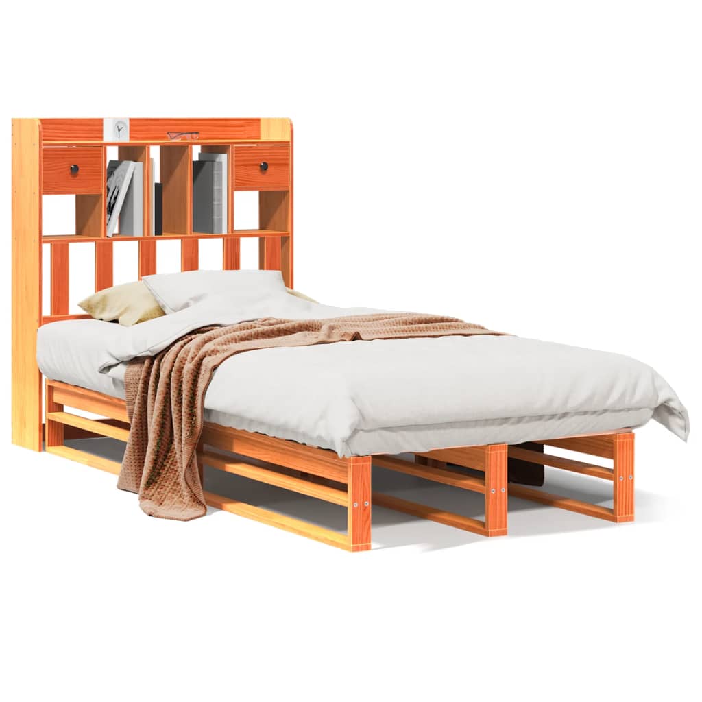 Bookcase Bed Without Mattress Solid Wood Pine