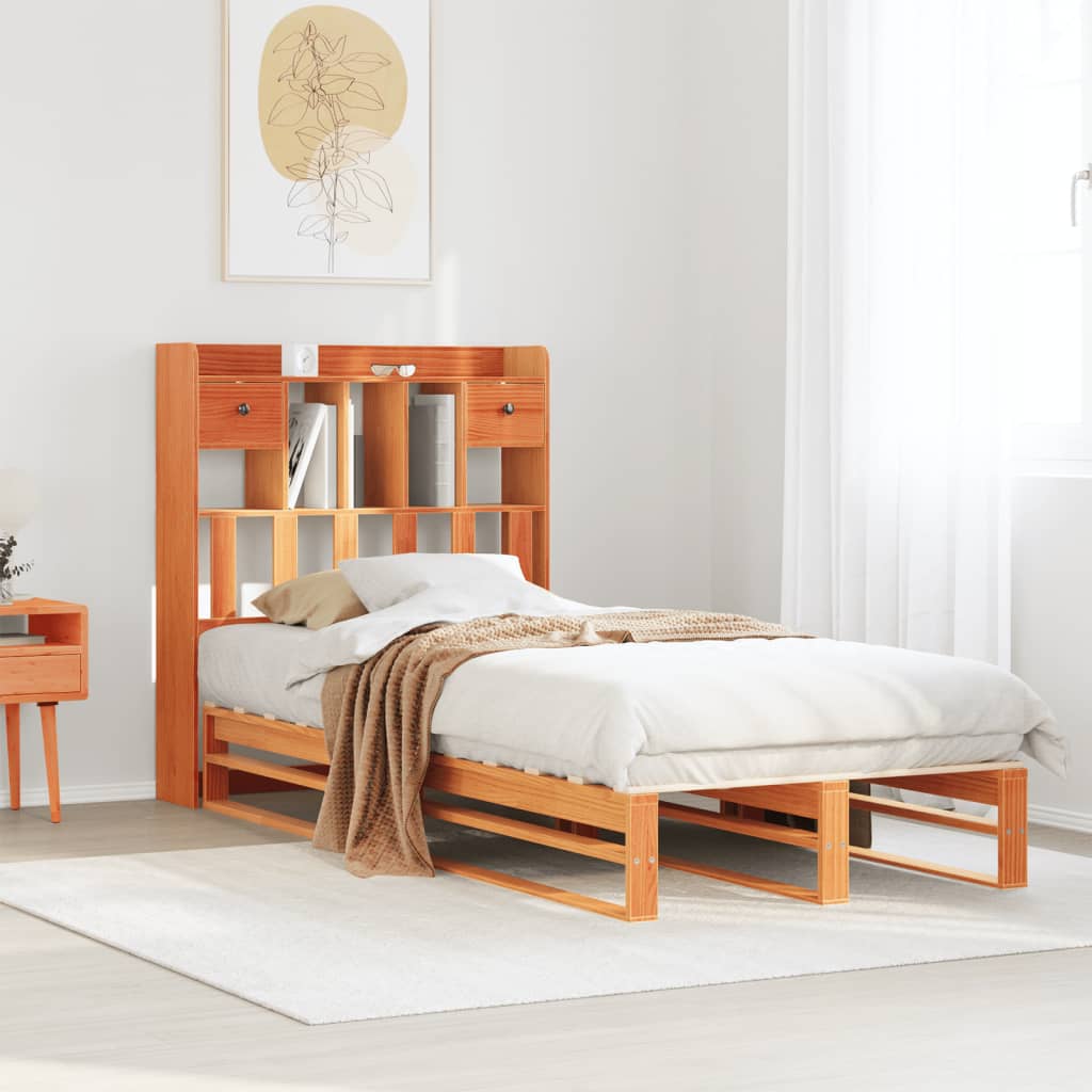 Bookcase Bed Without Mattress Solid Wood Pine