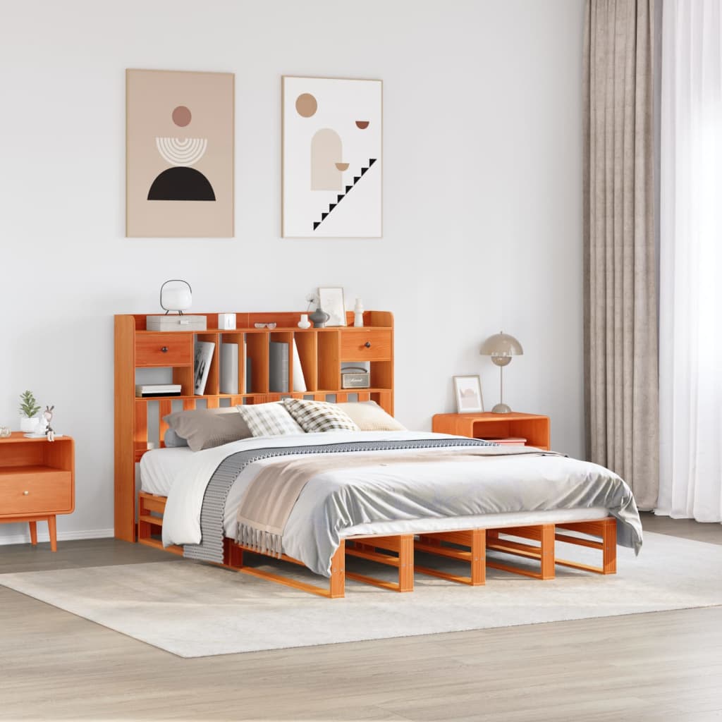 Bookcase Bed Without Mattress Solid Wood Pine