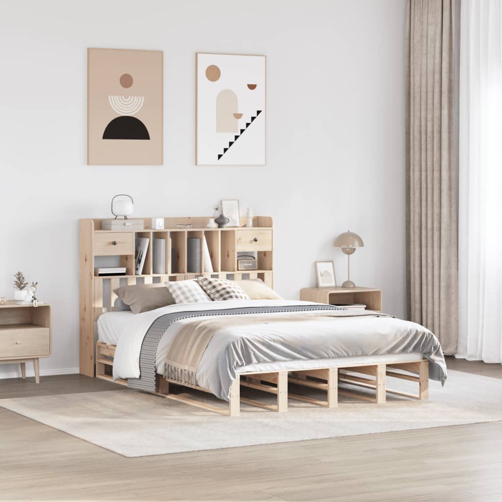 Bookcase Bed Without Mattress Solid Wood Pine