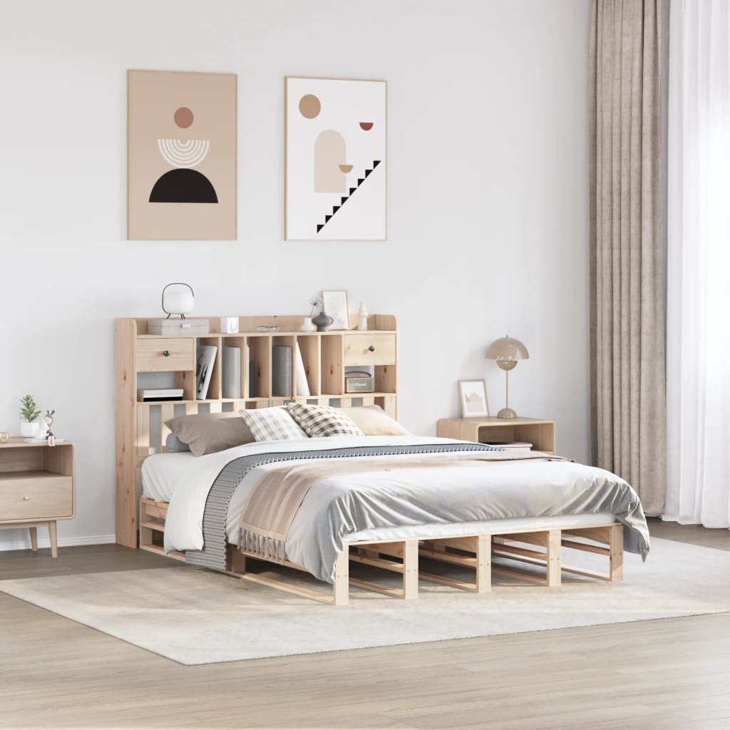 Bookcase Bed Without Mattress Solid Wood Pine