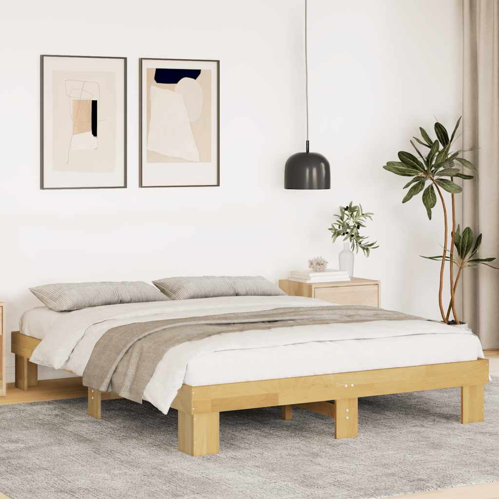 Bed Frame Without Mattress Solid Wood Oak