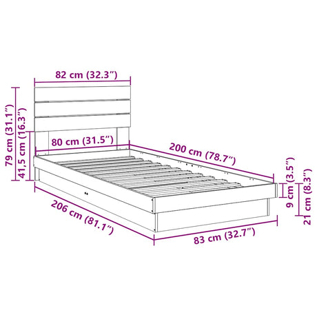 Bed Frame With Headboard Without Mattress Solid Wood Oak