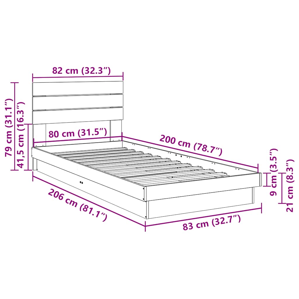 Bed Frame With Headboard Without Mattress Solid Wood Oak
