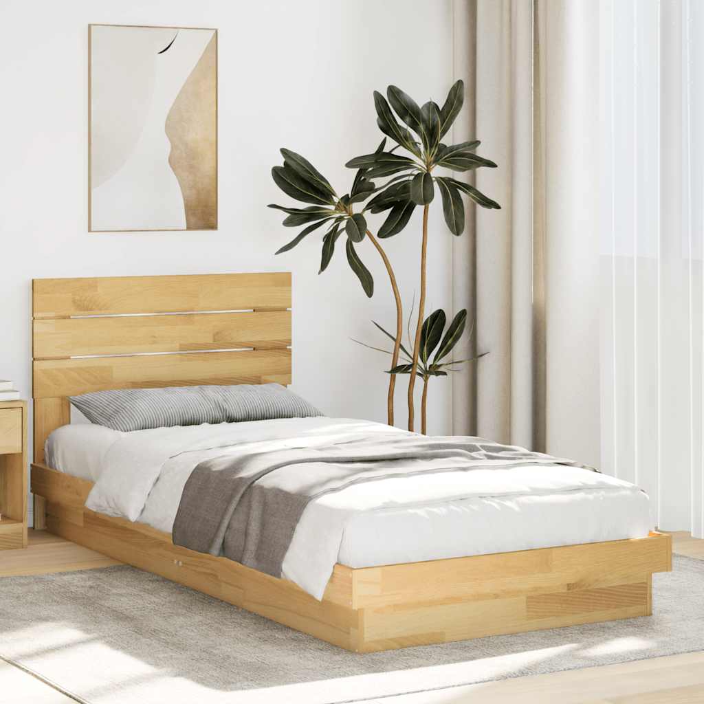Bed Frame With Headboard Without Mattress Solid Wood Oak