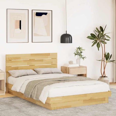 Bed Frame With Headboard Without Mattress Solid Wood Oak