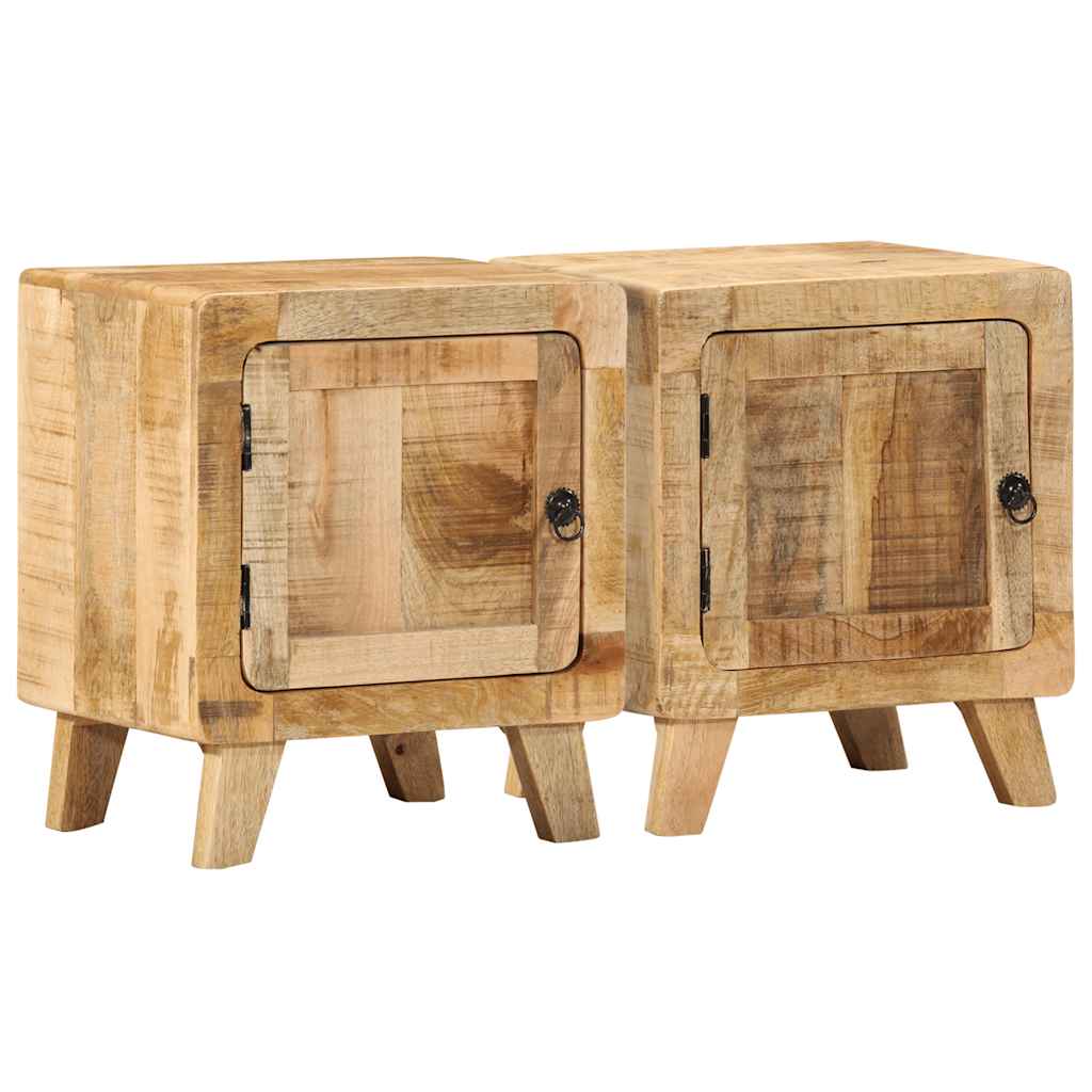 Bedside Cabinet 40X32X46 Cm Solid Wood Rough Mango