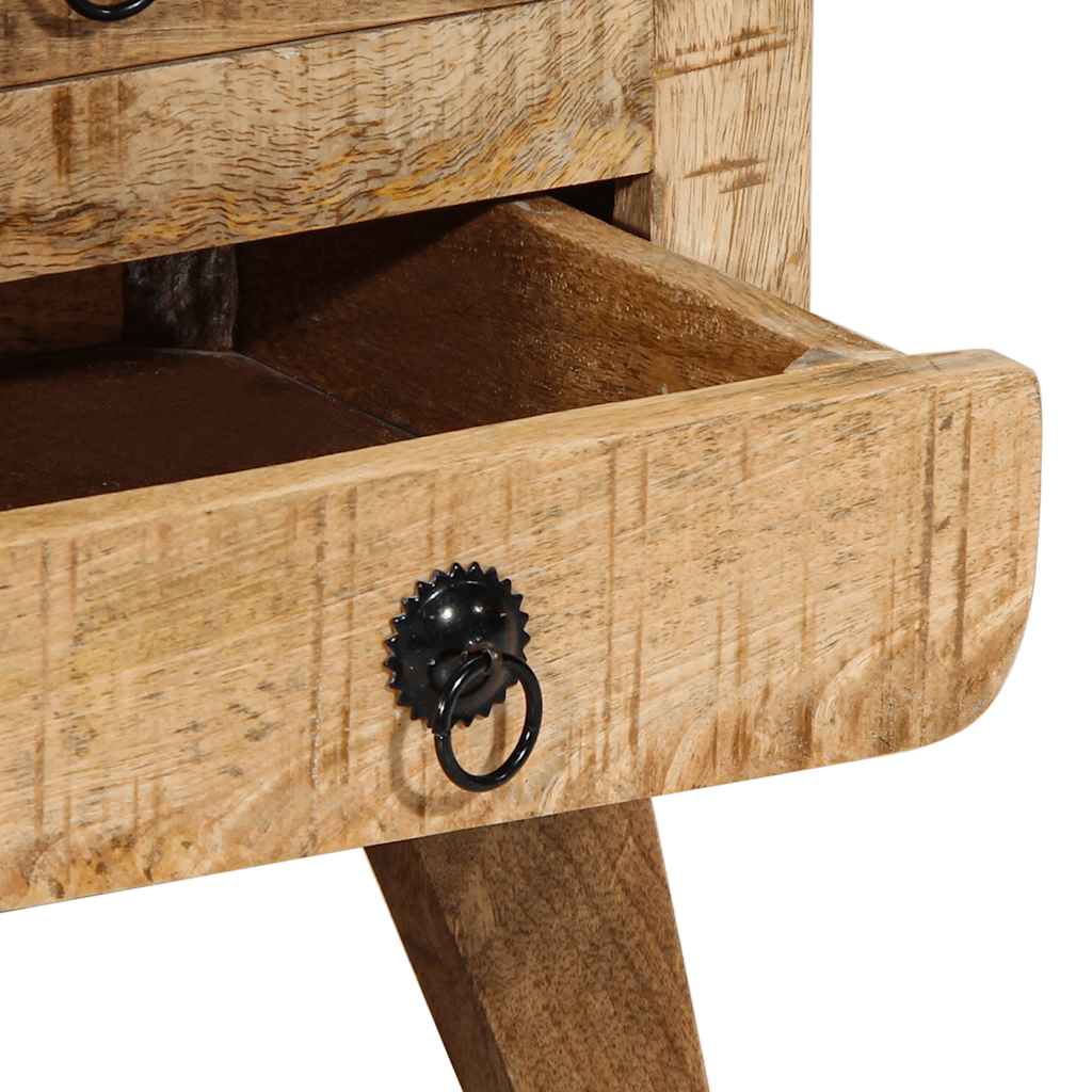 Bedside Cabinet 37X32X50 Cm Solid Wood Rough Mango