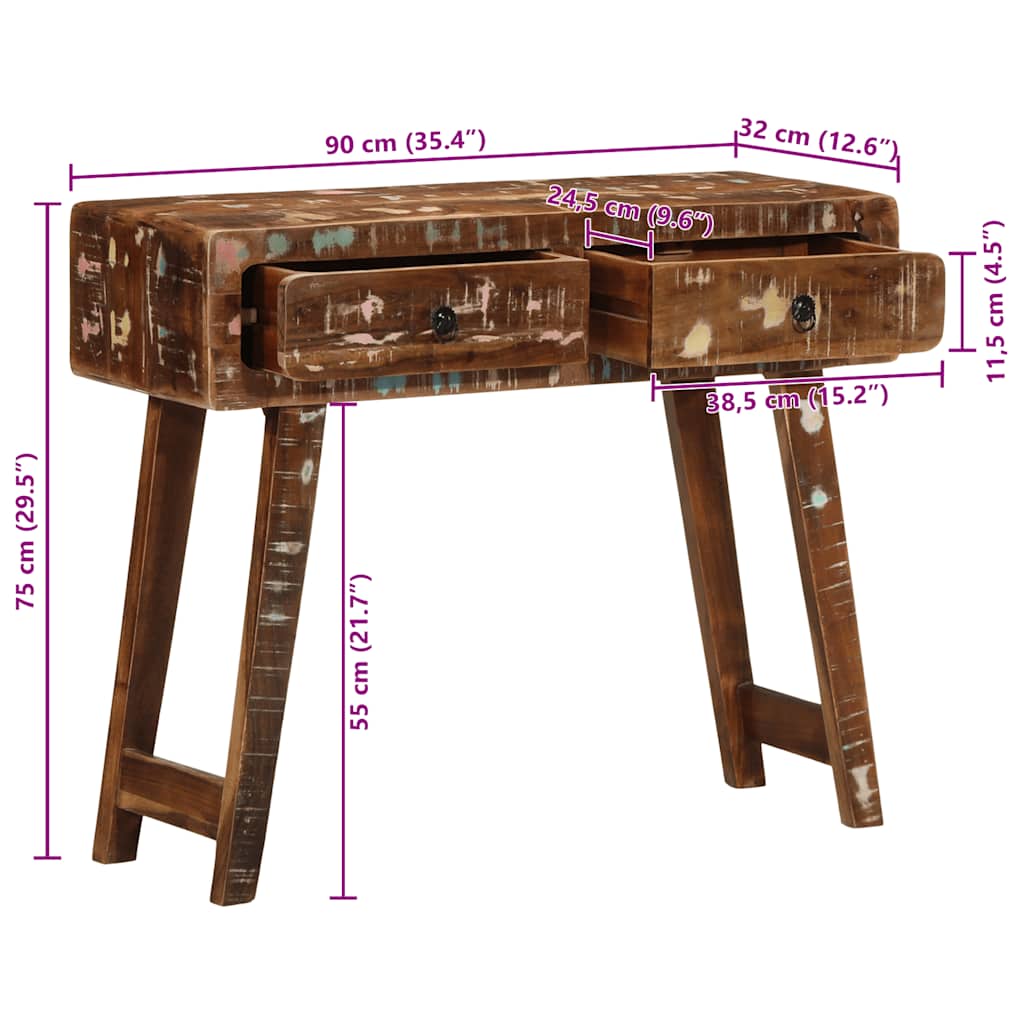 Console Table 90X32X75 Cm Solid Wood Reclaimed