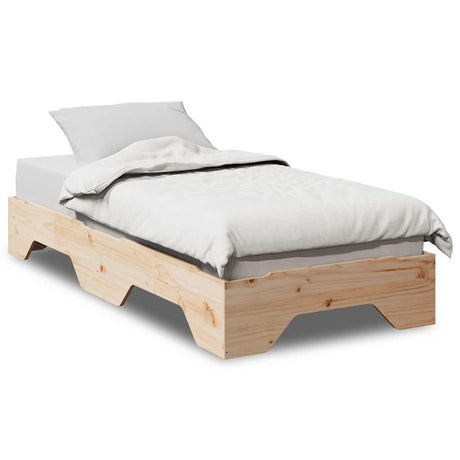 Bed Frame No Mattress Stackable Solid Wood