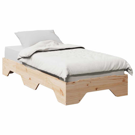 Bed Frame No Mattress Stackable Solid Wood