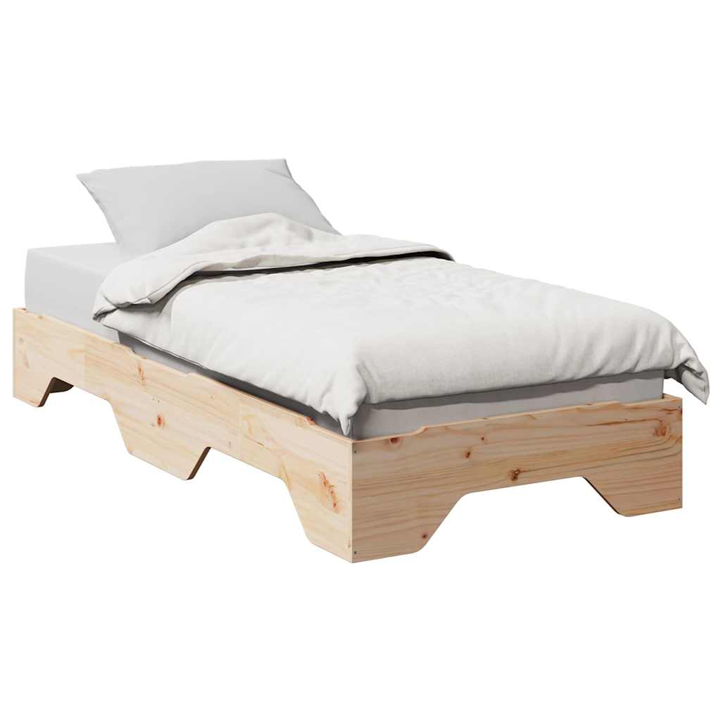 Bed Frame No Mattress Stackable Solid Wood