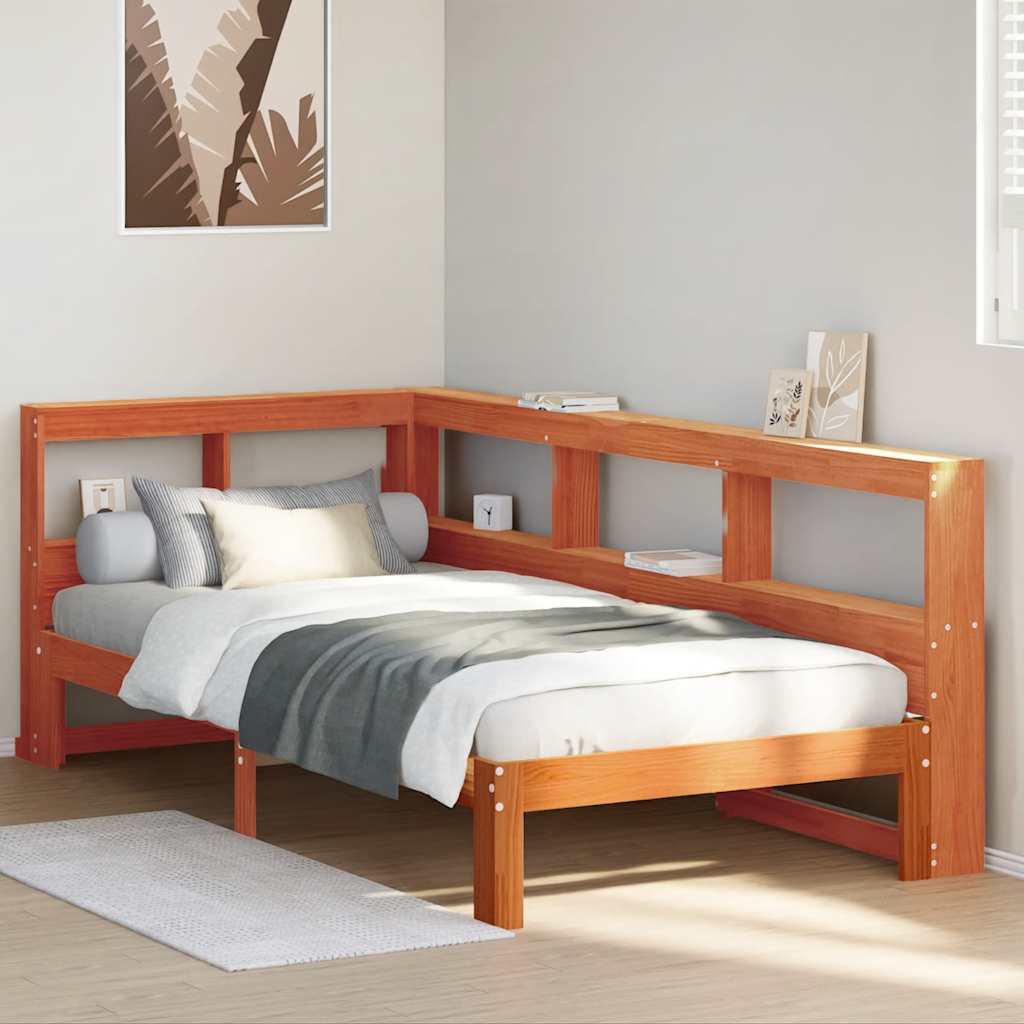 Bookcase Bed Without Mattress King Size Solid Wood Pine