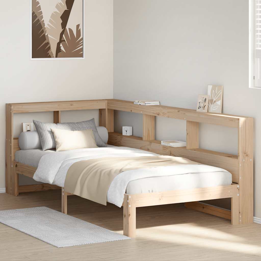 Bookcase Bed Without Mattress King Size Solid Wood Pine