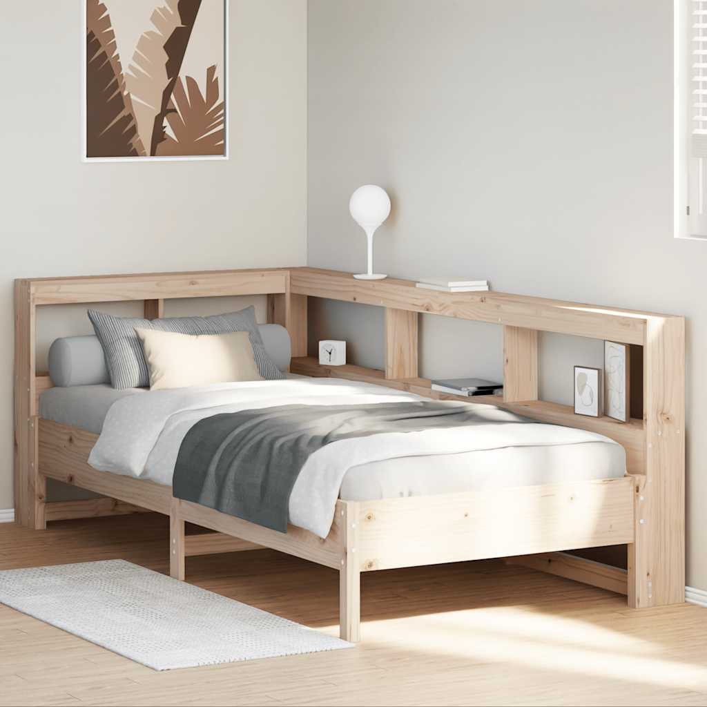 Bookcase Bed Without Mattress King Size Solid Wood Pine
