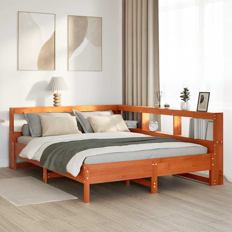 Bookcase Bed Without Mattress King Size Solid Wood Pine