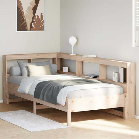 Bookcase Bed Without Mattress King Size Solid Wood Pine