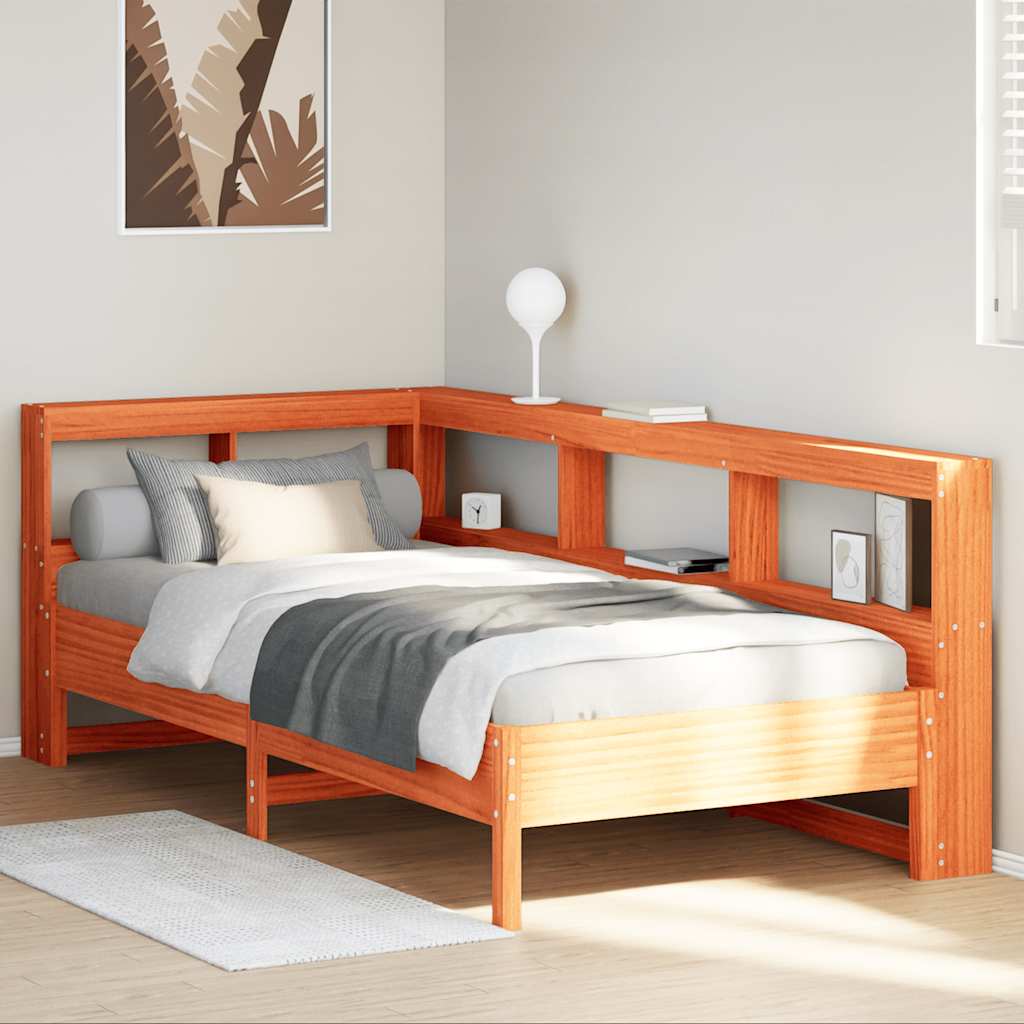 Bookcase Bed Without Mattress King Size Solid Wood Pine
