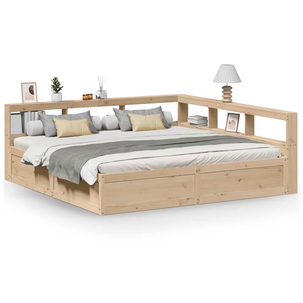 Bookcase Bed Without Mattress 180X200Cm Solid Wood Pine