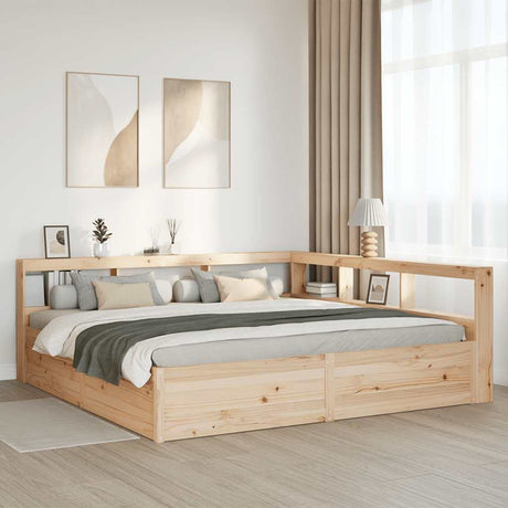 Bookcase Bed Without Mattress 180X200Cm Solid Wood Pine