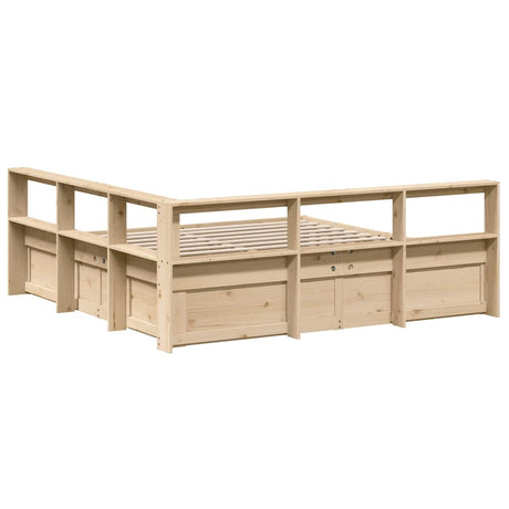 Bookcase Bed Without Mattress 180X200Cm Solid Wood Pine