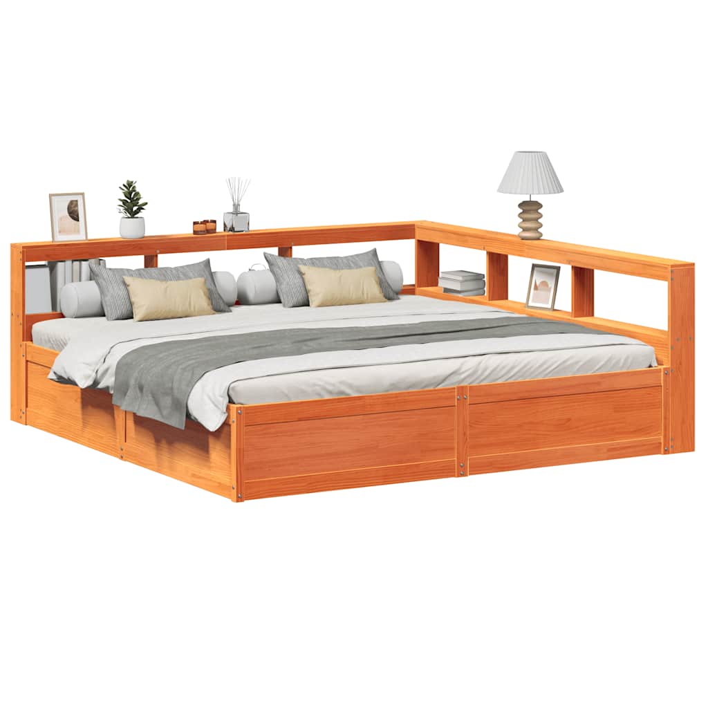 Bookcase Bed Without Mattress 180X200Cm Solid Wood Pine