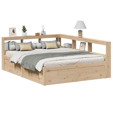Bookcase Bed Without Mattress 180X200Cm Solid Wood Pine