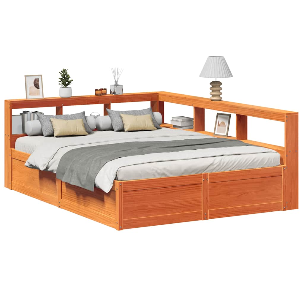 Bookcase Bed Without Mattress 180X200Cm Solid Wood Pine