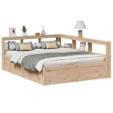 Bookcase Bed Without Mattress 180X200Cm Solid Wood Pine