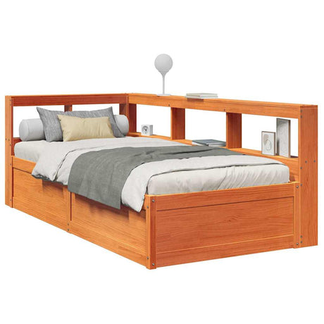 Bookcase Bed Without Mattress 180X200Cm Solid Wood Pine