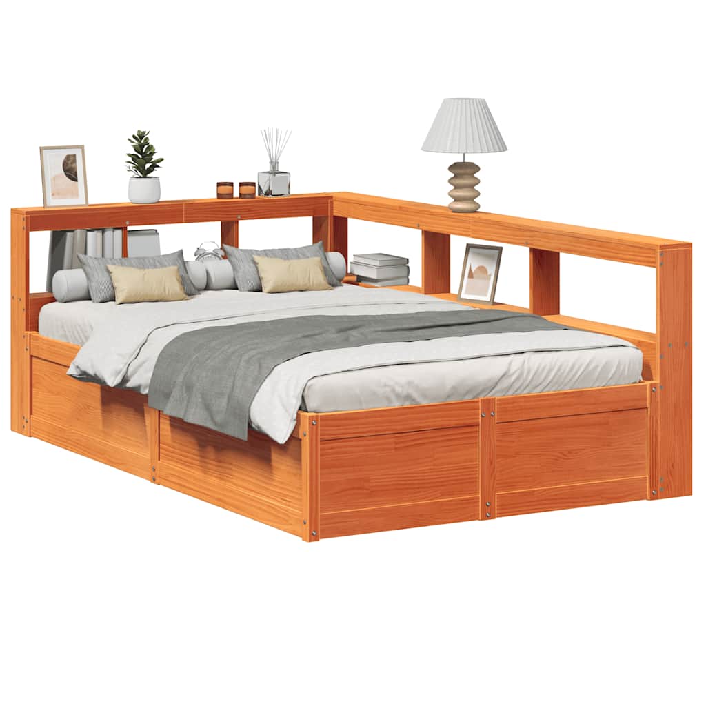Bookcase Bed Without Mattress 180X200Cm Solid Wood Pine