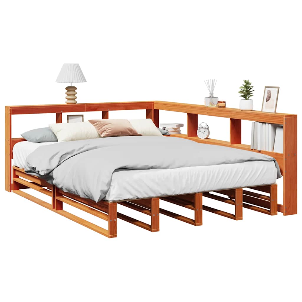 Bookcase Bed Without Mattress 90X200Cm Solid Wood Pine