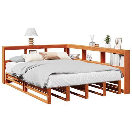 Bookcase Bed Without Mattress 90X200Cm Solid Wood Pine