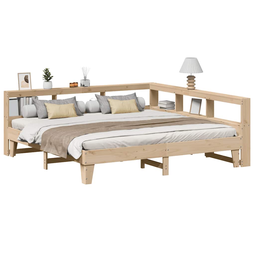 Bookcase Bed Without Mattress 140X200Cm Solid Wood Pine