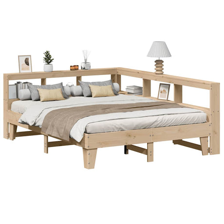 Bookcase Bed Without Mattress 140X200Cm Solid Wood Pine