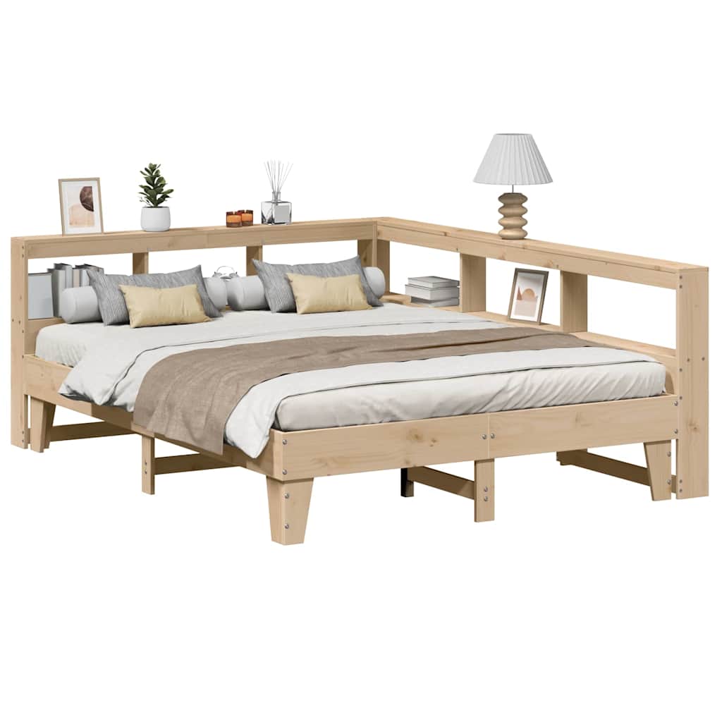 Bookcase Bed Without Mattress 140X200Cm Solid Wood Pine
