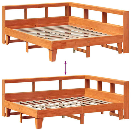 Bookcase Bed Without Mattress 140X200Cm Solid Wood Pine