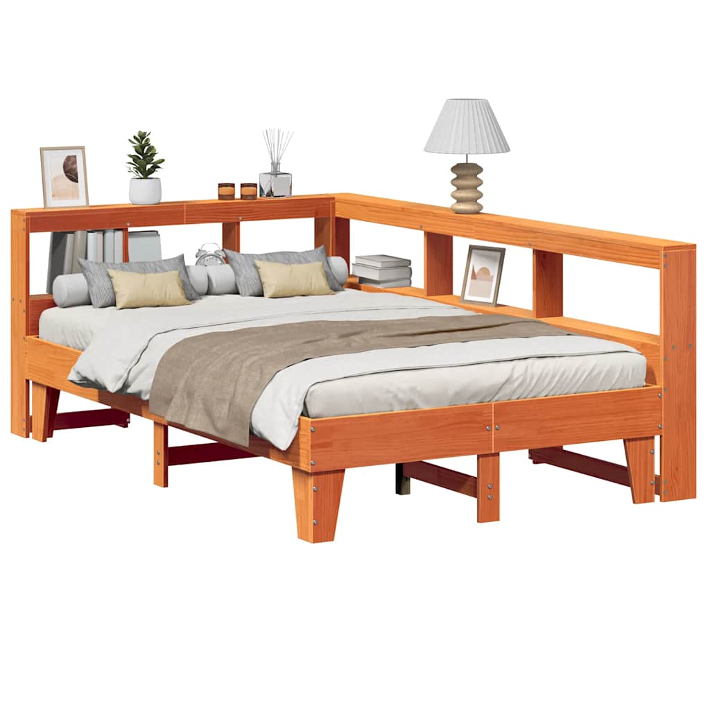 Bookcase Bed Without Mattress 140X200Cm Solid Wood Pine