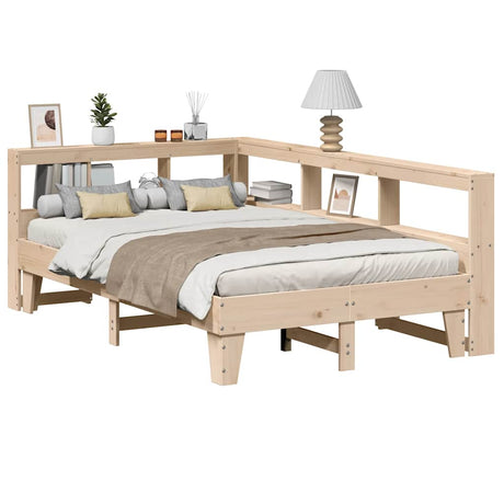 Bookcase Bed Without Mattress 140X200Cm Solid Wood Pine