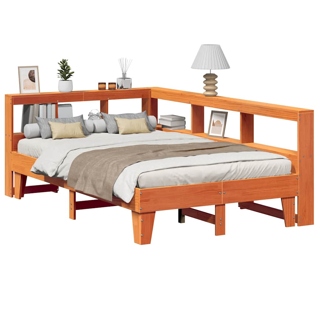 Bookcase Bed Without Mattress 140X200Cm Solid Wood Pine