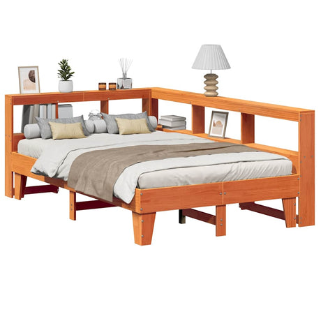 Bookcase Bed Without Mattress 140X200Cm Solid Wood Pine